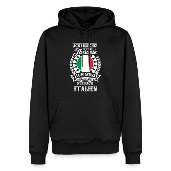 Italien statt Therapie – Dein Reiseziel - Männer Premium Bio Hoodie - Schwarz - Vorne - Nico (187cm)