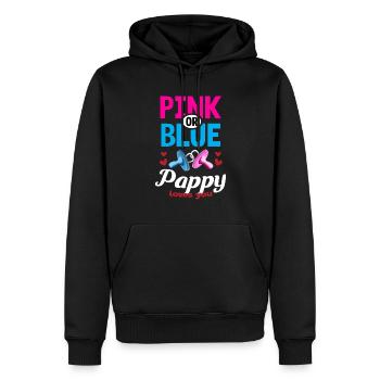 Pink or Blue Pappy Loves You Gender Reveal Party - Männer Premium Bio Hoodie - Schwarz - Vorne - Nico (187cm)