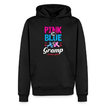 Gramp rose ou bleu vous aime Genre Révéler La fête - Sweat à capuche Premium bio Homme - noir - Devant - Nico (187cm)