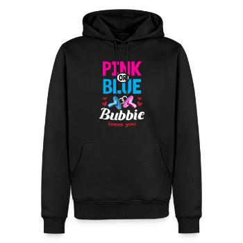 Bubbie rose ou bleu vous aime Gender Reveal Party - Sweat à capuche Premium bio Homme - noir - Devant - Nico (187cm)