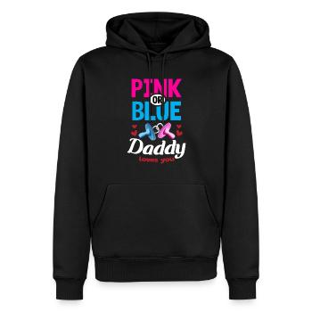 Papa rose ou bleu vous aime Genre Révéler La fête - Sweat à capuche Premium bio Homme - noir - Devant - Nico (187cm)