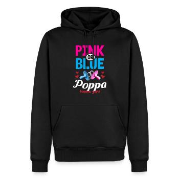 Pink or Blue Poppa Loves You Gender Reveal Party - Männer Premium Bio Hoodie - Schwarz - Vorne - Nico (187cm)