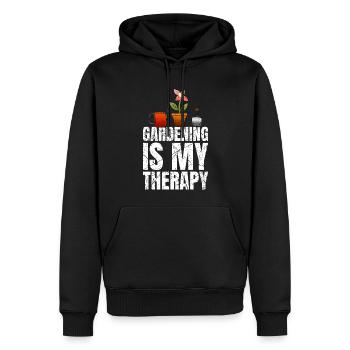 Le jardinage est ma thérapie - Sweat à capuche Premium bio Homme - noir - Devant - Nico (187cm)