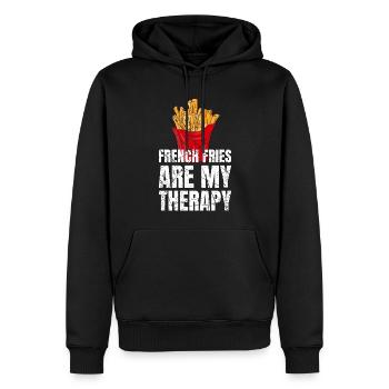 Français frites sont ma thérapie pommes frites - Sweat à capuche Premium bio Homme - noir - Devant - Nico (187cm)