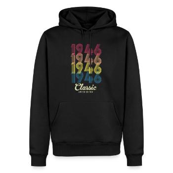 1946 Birthday Born in 1946 Retro Vintage - Men’s Premium Organic Hoodie - black - Front - Nico (187cm)
