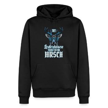 Mei Lederhosn is in da Wäsch Lederhosen Ersatz - Men’s Premium Organic Hoodie - black - Front - Nico (187cm)