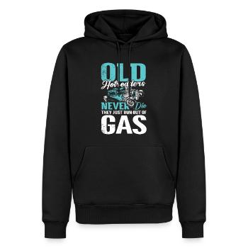 Hotrodders Never Die They Just Run Out Of Gas - Männer Premium Bio Hoodie - Schwarz - Vorne - Nico (187cm)