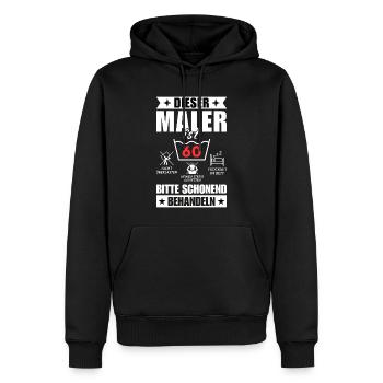 Dieser Maler ist 60. Schonend behandeln - Männer Premium Bio Hoodie - Schwarz - Vorne - Nico (187cm)