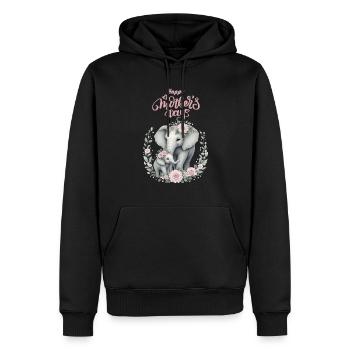 Mother's Love Elephant & Calf Floral Wreath - Männer Premium Bio Hoodie - Schwarz - Vorne - Nico (187cm)