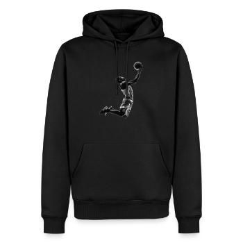 Silhouette eines Basketballspielers - Männer Premium Bio Hoodie - Schwarz - Vorne - Nico (187cm)