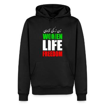 Women life freedom - Sweat à capuche Premium bio Homme - noir - Devant - Nico (187cm)