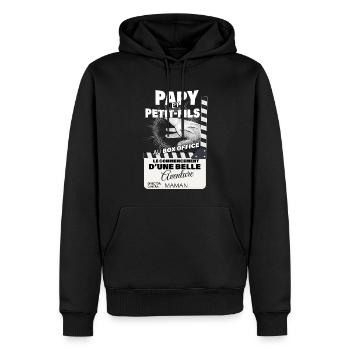Papy et Petit fils Au Box Office Cadeau Naissance - Sweat à capuche Premium bio Homme - noir - Devant - Nico (187cm)