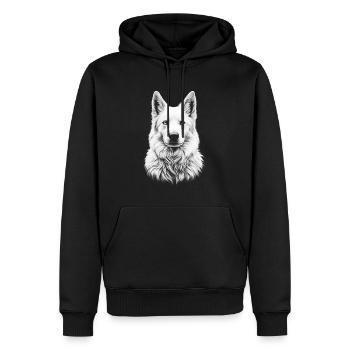 Berger Blanc Suisse Portrait Weißer Schäferhund - Männer Premium Bio Hoodie - Schwarz - Vorne - Nico (187cm)