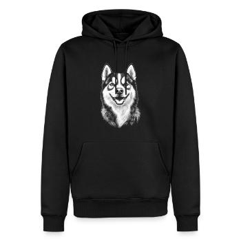 Husky sibérien Portrait chien chiens - Sweat à capuche Premium bio Homme - noir - Devant - Nico (187cm)