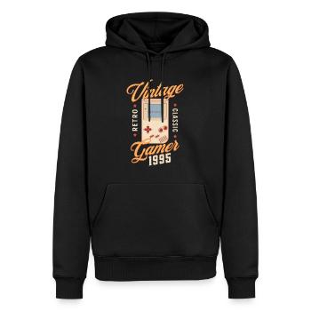 Vintage Gamer 1995, 27 Ans Anniversaire Gamer - Sweat à capuche Premium bio Homme - noir - Devant - Nico (187cm)