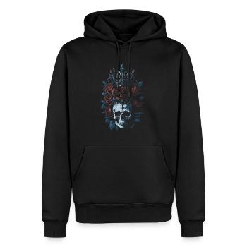 Skull with Crown and Roses Illustration - Men’s Premium Organic Hoodie - black - Front - Nico (187cm)