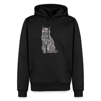 Chat British Shorthair - Sweat à capuche Premium bio Homme - noir - Devant - Nico (187cm)