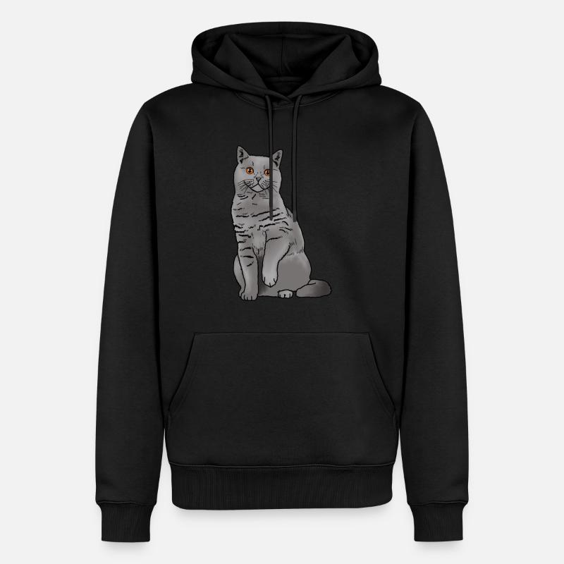 Chat British Shorthair - Sweat à capuche Premium bio Homme - noir