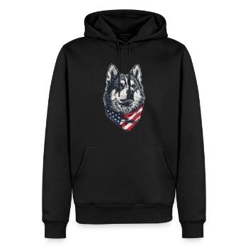 Akita - Männer Premium Bio Hoodie - Schwarz - Vorne - Nico (187cm)