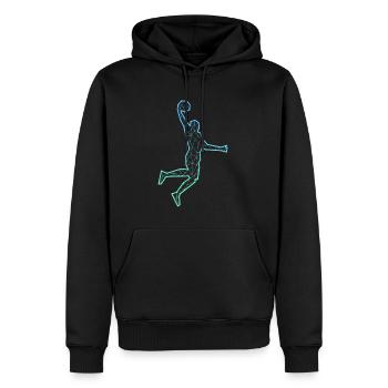 Joueur de basket-ball Polygon Coach Joueur de basket-ball - Sweat à capuche Premium bio Homme - noir - Devant - Nico (187cm)