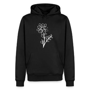 Blume Zeichnung Natur Skizze weiß - Männer Premium Bio Hoodie - Schwarz - Vorne - Nico (187cm)