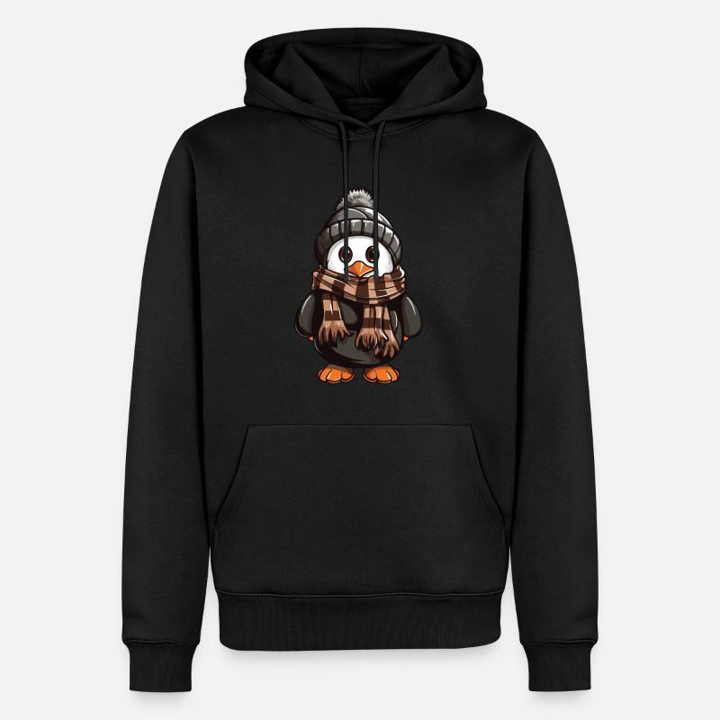 Pinguin Niedlich Winter Comic - Männer Premium Bio Hoodie - Schwarz