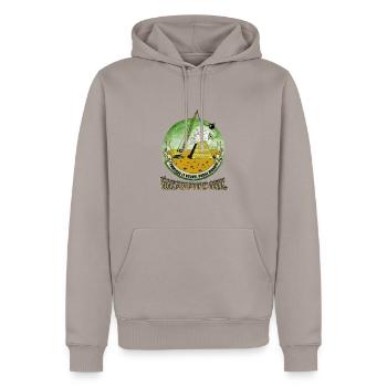 F.N.O.M. (Deutsch) Dekonstruktion im Gange... - Männer Premium Bio Hoodie - Taupe - Vorne - Nico (187cm)