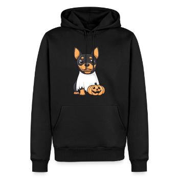 Dobermann Hund Halloween Comic Geist - Männer Premium Bio Hoodie - Schwarz - Vorne - Nico (187cm)