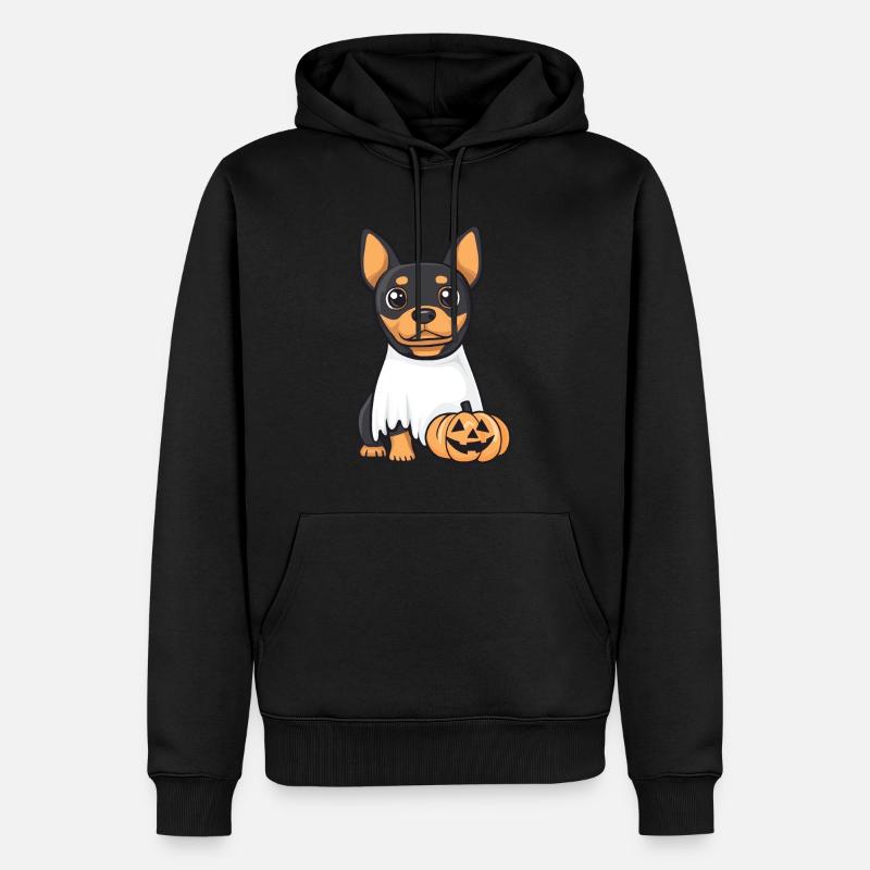 Dobermann Hund Halloween Comic Geist - Männer Premium Bio Hoodie - Schwarz