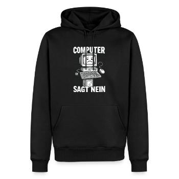 L’ordinateur dit non - look rétro - Sweat à capuche Premium bio Homme - noir - Devant - Nico (187cm)