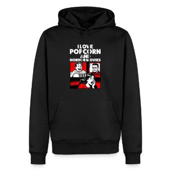 Popcorn & Horreur - Amour rétro - Sweat à capuche Premium bio Homme - noir - Devant - Nico (187cm)