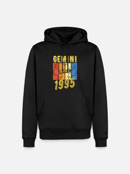 Gemini Zodiac 1995 Gift - Men’s Premium Organic Hoodie - black