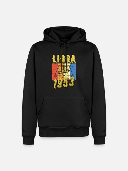 Libra 1953 Zodiac Birthday Gift - Men’s Premium Organic Hoodie - black