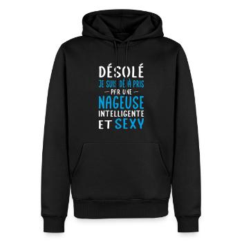 Désolé déjà pris par une nageuse sexy - Sweat à capuche Premium bio Homme - noir - Devant - Nico (187cm)