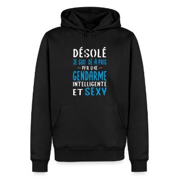 Désolé déjà pris par une gendarme sexy - Sweat à capuche Premium bio Homme - noir - Devant - Nico (187cm)