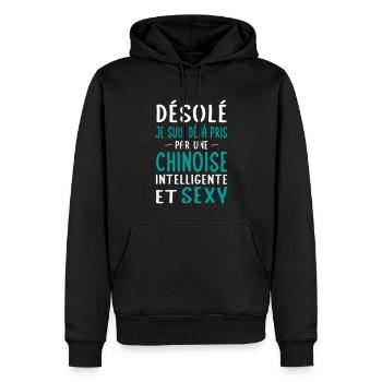 Désolé déjà pris par une Chinoise sexy - Sweat à capuche Premium bio Homme - noir - Devant - Nico (187cm)