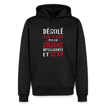 Désolé déjà pris par une Sénégalaise sexy - Sweat à capuche Premium bio Homme - noir - Devant - Nico (187cm)