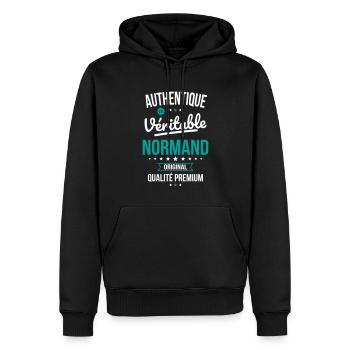 Authentique et véritable Normand - Original - Sweat à capuche Premium bio Homme - noir - Devant - Nico (187cm)