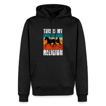 C’est ma religion Trotting Race Trabreiter Sulky - Sweat à capuche Premium bio Homme - noir - Devant - Nico (187cm)