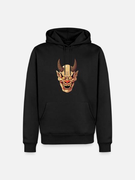 Masque japonais Kabuki Oni - Chemise Anime - Sweat à capuche Premium bio Homme - noir