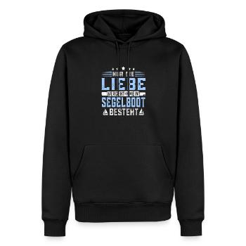 Liebe vergeht mein Segelboot besteht Meerliebhaber - Männer Premium Bio Hoodie - Schwarz - Vorne - Nico (187cm)