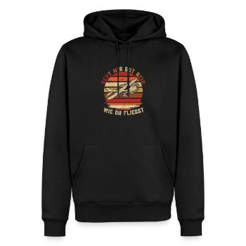 Geht mir gut rein wie du fliegst Privatpilot Pilot - Männer Premium Bio Hoodie - Schwarz - Vorne - Nico (187cm)