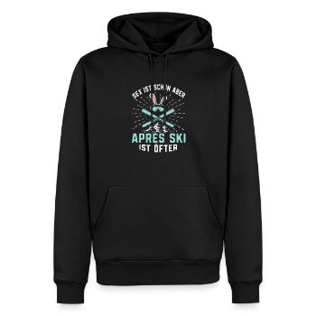 Skifahren Skifahren Après Ski ist öfter Skifahrer - Männer Premium Bio Hoodie - Schwarz - Vorne - Nico (187cm)