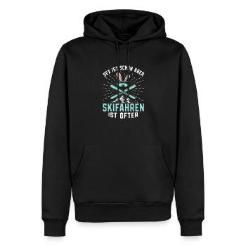 Skifahren Skifahren ist öfter Skiurlaub Skifahrer - Männer Premium Bio Hoodie - Schwarz - Vorne - Nico (187cm)