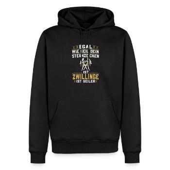 Zwilling Egal wie geil dein Sternzeichen Sternbild - Männer Premium Bio Hoodie - Schwarz - Vorne - Nico (187cm)