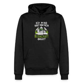 Ich mag Bushcraft Survival Überleben Bushcrafter - Männer Premium Bio Hoodie - Schwarz - Vorne - Nico (187cm)