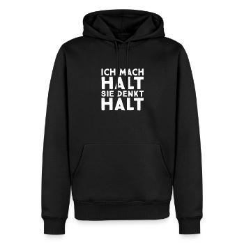 Ich mach halt Verliebte Paare Liebesbeweis - Männer Premium Bio Hoodie - Schwarz - Vorne - Nico (187cm)