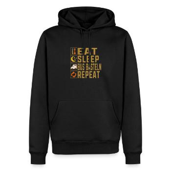 Camping Eat Sleep Bus Basteln Repeat Camper - Männer Premium Bio Hoodie - Schwarz - Vorne - Nico (187cm)