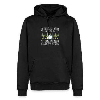 Camping Selbstausbauer musst du sein - Männer Premium Bio Hoodie - Schwarz - Vorne - Nico (187cm)