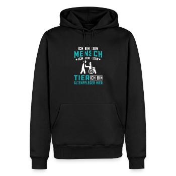 Kein Mensch kein Tier Altenpflege Pflegehelfer - Männer Premium Bio Hoodie - Schwarz - Vorne - Nico (187cm)